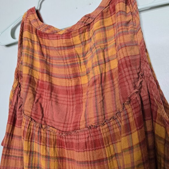 Natural Reflections Orange Plaid Sleeveless Top 1X - Picture 2 of 7